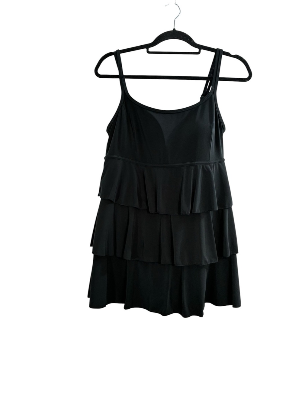 Great Lengths Black Tiered Ruffle One-Piece Swimdress - Women